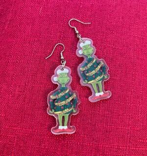The Grinch Christmas Fashion Earrings - Green Sweater